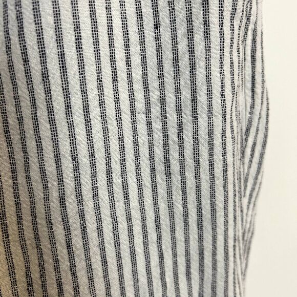 Gap Womens Easy Pant Size Large Linen Elastic-waist Off White Stripe Lounge - Picture 3 of 16
